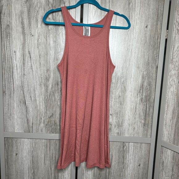 Free People Ribbed Tank Dress Mini Brown Color Made in USA Size Large - Picture 1 of 8